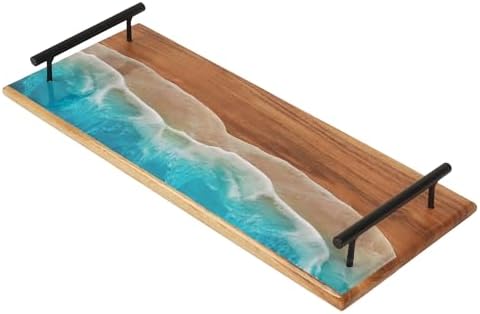 Beach Waves Rectangle Serving Tray with Handles 16"