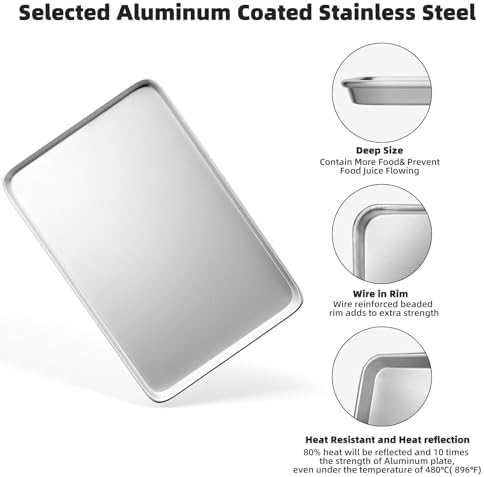CROSSON 16× 24 Inch Cookie Sheet Pans Set of 3-Baking Tray Jelly Roll