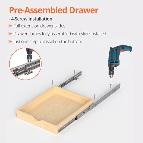 ZOINLIY Wooden Pull Out Cabinet Organizer, 21'' Deep Slide Out Drawer