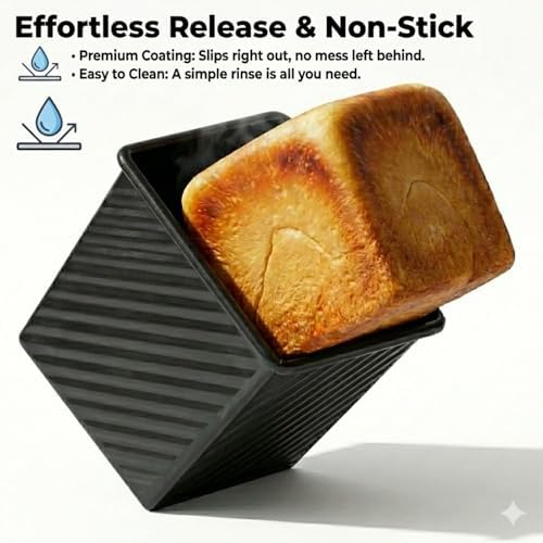Mini Pullman Loaf Pan with Lid, 2-Pack 4 Inch Pan, Black