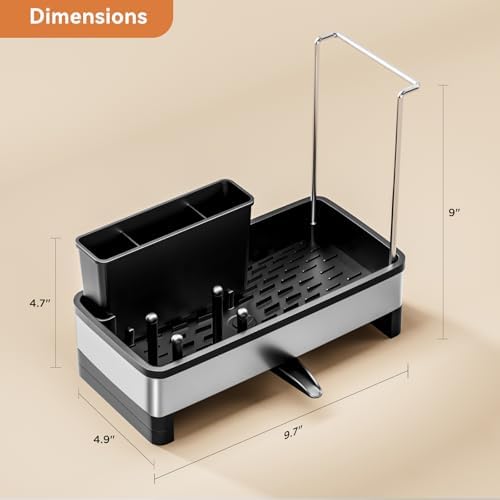 Laveshop Stainless Steel Sponge Holder for Kitchen Sink, Black