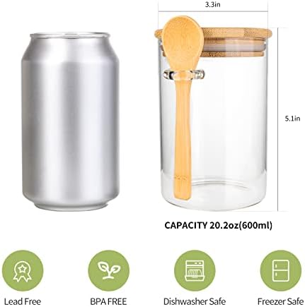 Airtight Food Storage Containers, Glass Canister With Wooden Spoon and