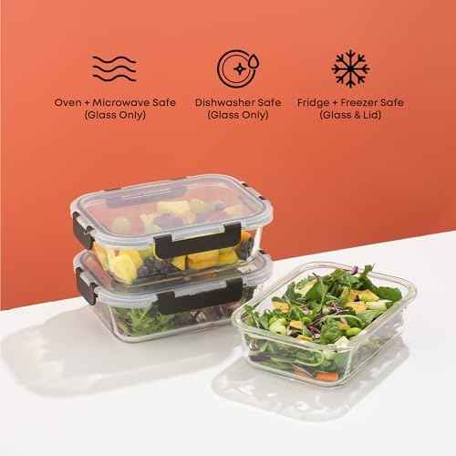 JoyJolt 5 Pack 35oz Glass Food Storage Containers with Lids
