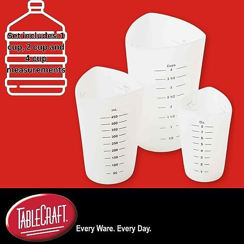 Tablecraft Flexible Measuring Cups, Silicone, Set of 3, Includes: 1, 2