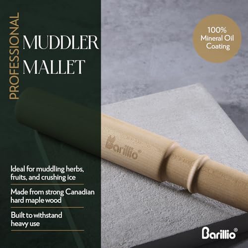 Barillio Drink Muddler Mallet and Lewis Bag Set - Big-Shot 13.75 Inch