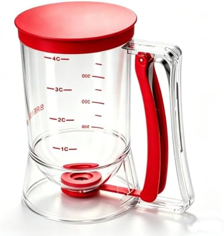 BBSTARZ 4-Cup Pancake Batter Dispenser, Red