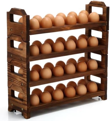 LemonRoad 4-Tier Wooden Egg Holder, Pine