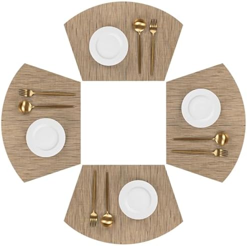 SHACOS Wedge Shape Placemats Set of 4 Woven Vinyl Placemat for Round