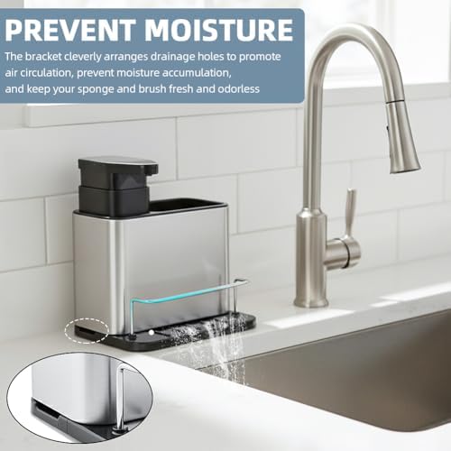 3-in-1 Kitchen Dish Soap Dispenser with Sponge Holder