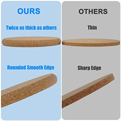 8 Pcs Drink Coasters with Holder, Thicker Cork Coasters for Drinks