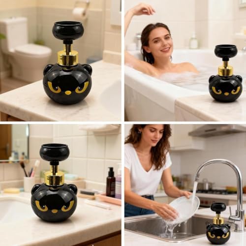 Cute Cat Paw Foam Soap Dispenser, Black Kitty Hand Soap Pump with