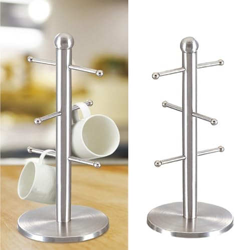 DreamsEden Metal Mug Holder Tree 6 Mugs - Coffee Cup Storage Rack with