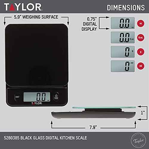 Taylor Glass Top Food Scale with Touch Controls, 11 lb Capacity, Sleek