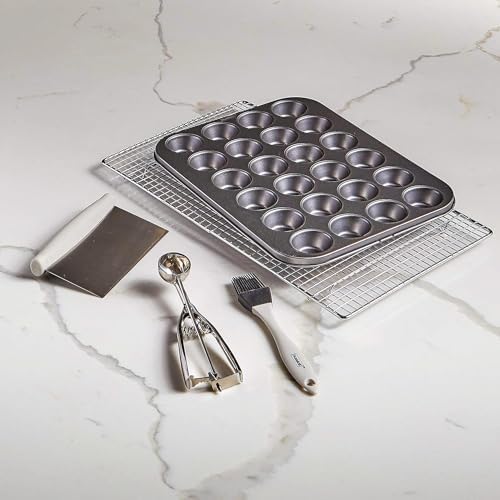 husMait 24-Cup Mini Muffin Pan - Non-Stick Carbon Steel Mini Cupcake