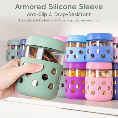 Gemice 6-Pack 16 oz Glass Overnight Oats Containers