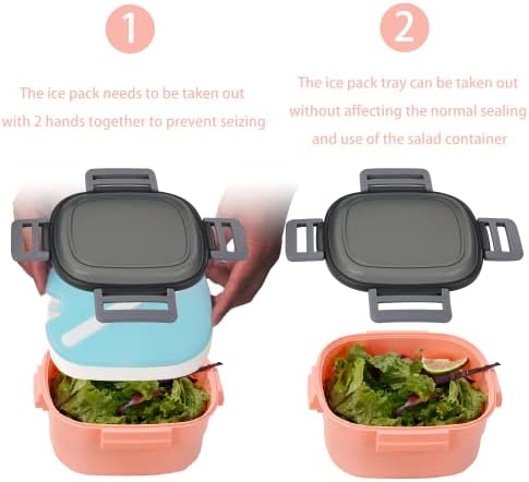 Freshmage Salad Container for Lunch with Ice Pack, Leakproof BPA-Free