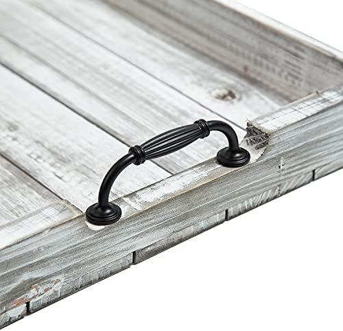 Rustic Vintage Big Wood Food Serving Trays with cutout Metal