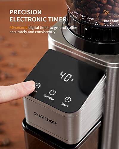 SHARDOR Conical Burr Coffee Bean Grinder, 48 Settings, Silver