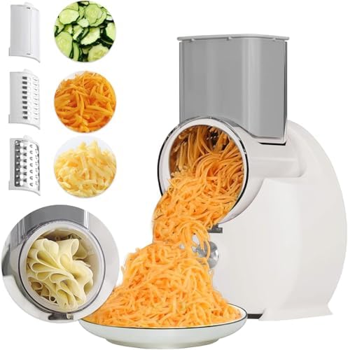 Electric Cheese Grater, 3 Changeable Blades, White