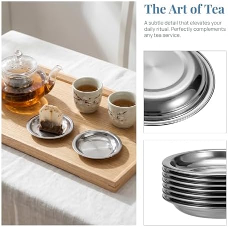 6pcs Stainless Steel Tea Bag Holder Drip Tray Tea Infuser Rest Saucer