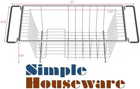 Simple Houseware Stainless Over Sink Counter Top Dish Drainer Drying