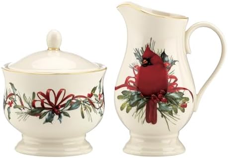 Lenox 847266 Winter Greetings Sugar & Creamer Set, Christmas & Holiday