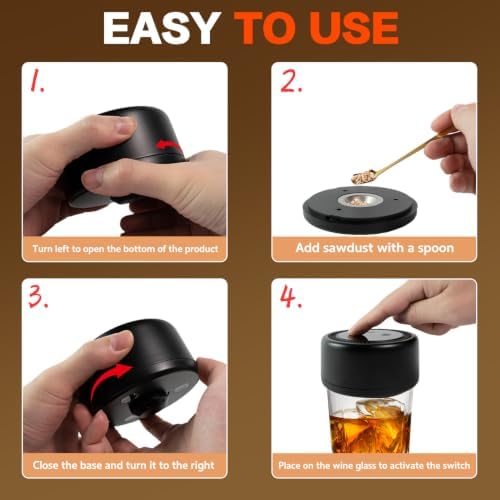 Electric Whiskey Smoker Kit with Led Lights, No Butane Needed