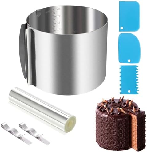 Cake Ring Mould for Baking,20cm Height,Stainless Steel Round Cake Mold