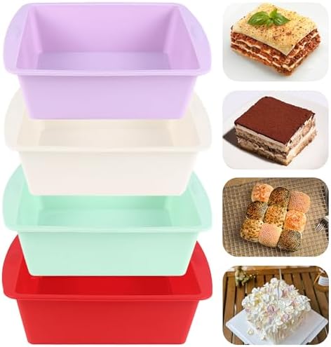 6 inch Square Cake Pans, Non-stick Silicone Baking Pan, Cake Molds for