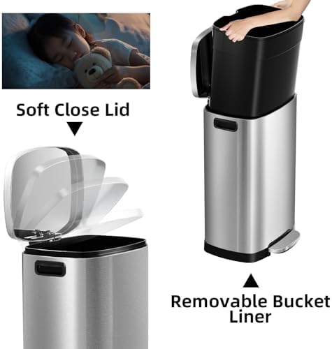 KdbK 13 Gallon Stainless Steel Kitchen Trash Can