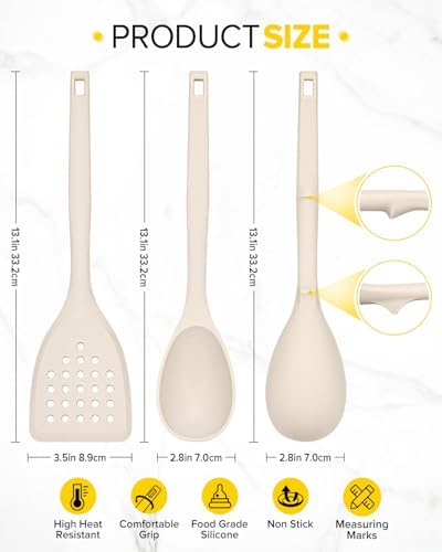 BUNDLEPRO Silicone Cooking Utensil Set, 4 Pcs, Khaki