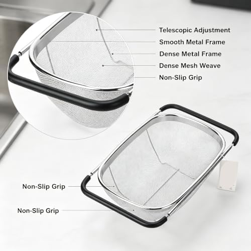 ZDRongZhen Kitchen Accessories Over the Sink Colander Strainer