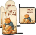 Cute Cat Oven Mitts and Pot Holder Set