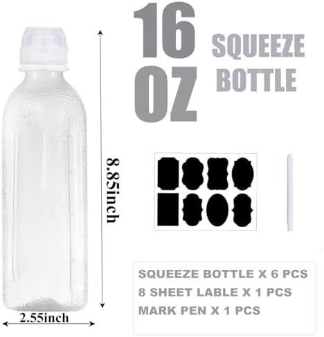 WAYDA Condiment Squeeze Bottles,6 Pack Squeeze Bottles for Sauces