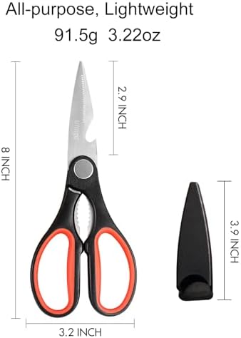 LIVINGO 8 Inch Kitchen Scissors Heavy Duty Meat Shears 2 Pack