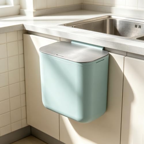 1.85 gal Hanging Kitchen Compost Bin with Lid, Stainless Steel