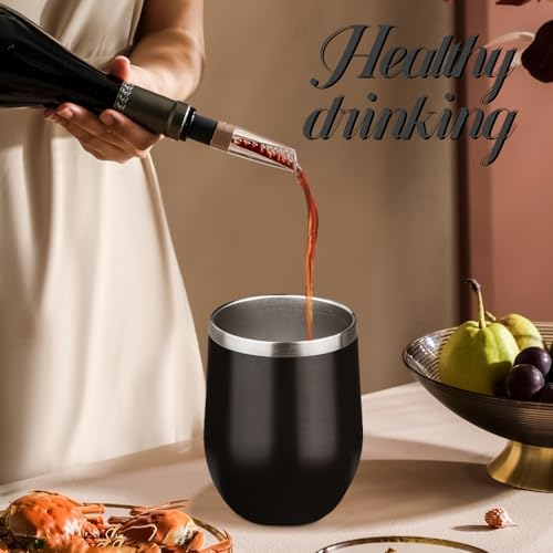 12oz Stemless Wine Tumbler with Lid Double Wall Insulated Wine Cup