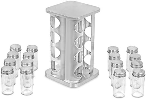 INTERNET'S BEST Revolving Spice Rack - Seasoning Storage with 16 Jars