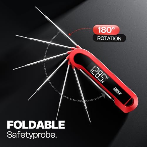 0.3 Sec Instant Read Digital Meat Thermometer, Red