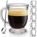 Mfacoy Glass Coffee Mugs Set of 6, Clear Large Coffee Mug 15 Oz With