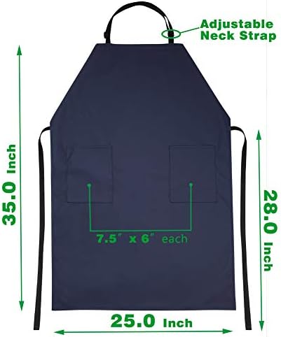VWELL Waterproof Rubber Vinyl Apron W/ 2 Pockets - Lab Apron for