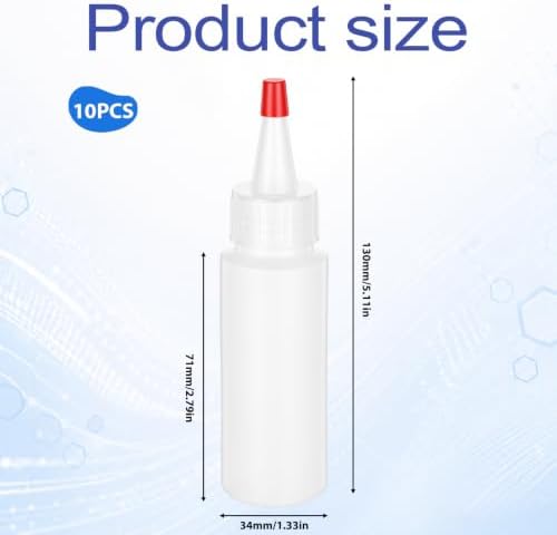 10 Pcs 2 oz Squeeze Bottles with Red Twist Top Cap Plastic Squeeze