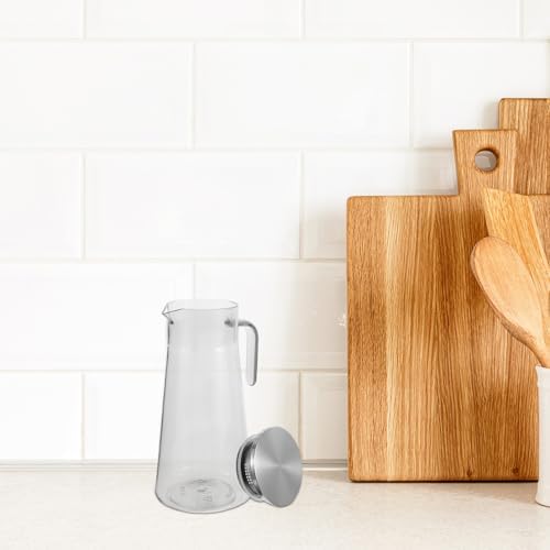 HANABASS Acrylic Fruit Pitcher 1.5l with Steel Lid Gray Smooth Surface