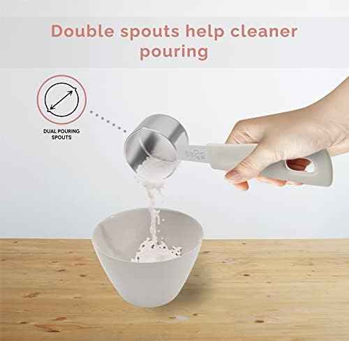 CuttleLab Measuring Cups and Measuring Spoons Set of 14 - Stainless Steel Measuring Cups and Spoons Set, Includes 1/8 Teaspoon Measuring Spoon, 1/8 Cup Measuring Cup, Leveler Dry (14, Country Chic)