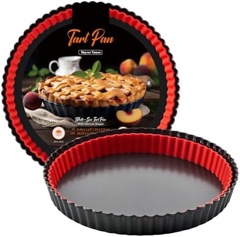Tart Pan 9 Inch Removable Bottom,with Crust Shaper Ring, Non-stick
