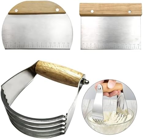 3 PCS Dough Pastry Cutter Scraper Blender Set with Stainless Steel