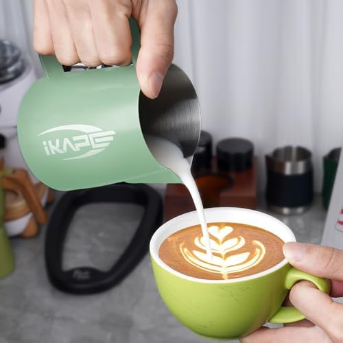 IKAPE Espresso Milk Pitcher, Espresso Steaming Pitcher with Sharp
