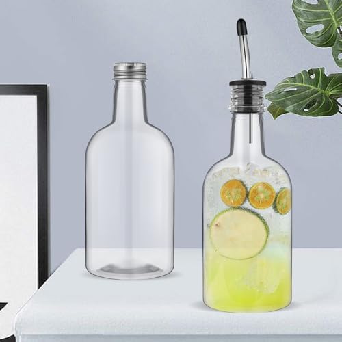 Maxcheck 3 Sets 16 oz Syrup Bottles, Plastic Long Neck with SS Pourer