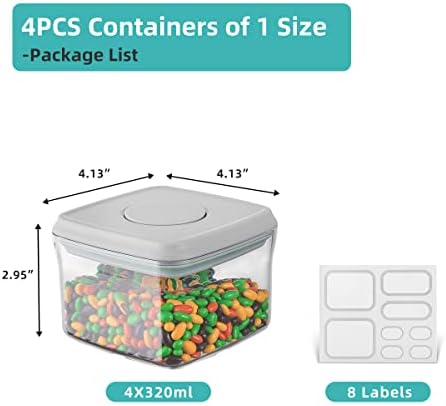 Ankou Airtight Container Set - (380ml 4 Pcs) Stackable One Button