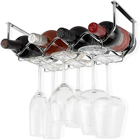 Wallniture Piccola Under Cabinet Wine Rack & Glasses Holder Kitchen